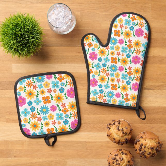Oven Mitt and Pot Holders Ofenhandschuh & Topflappen-Set (Oben Unten)