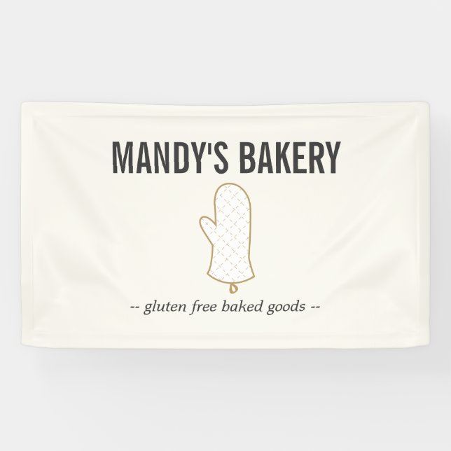 Oven Mitt Logo Gold auf Elfenbein für Bäckerei Banner (Horizontal)