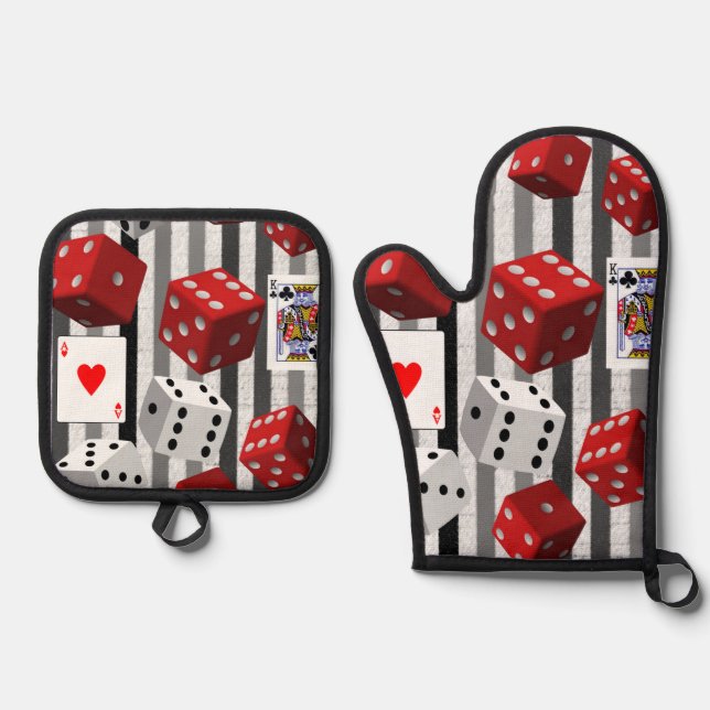 Oven Mitt & Pot Holder Karten Würfel Ofenhandschuh & Topflappen-Set (Vorderseite)