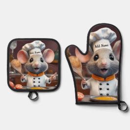 Oven Mitt Pot Holder Set Personalize Chef Mouse