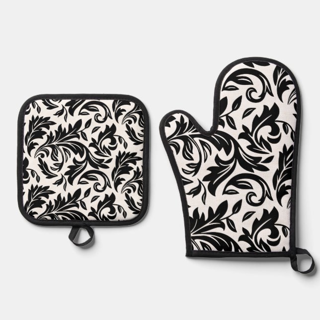 Oven Mitt & Pot Holder Set Weiß - P0358 (Vorderseite)