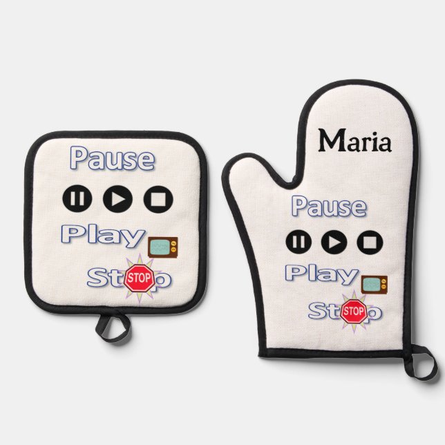 Oven Mitt & Pot Holder spielen Pause Stopp Ofenhandschuh & Topflappen-Set (Vorderseite)