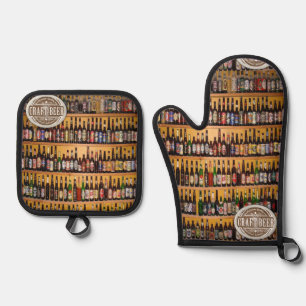 Oven Mitt & Pot Holders Bierflaschen Ofenhandschuh & Topflappen-Set