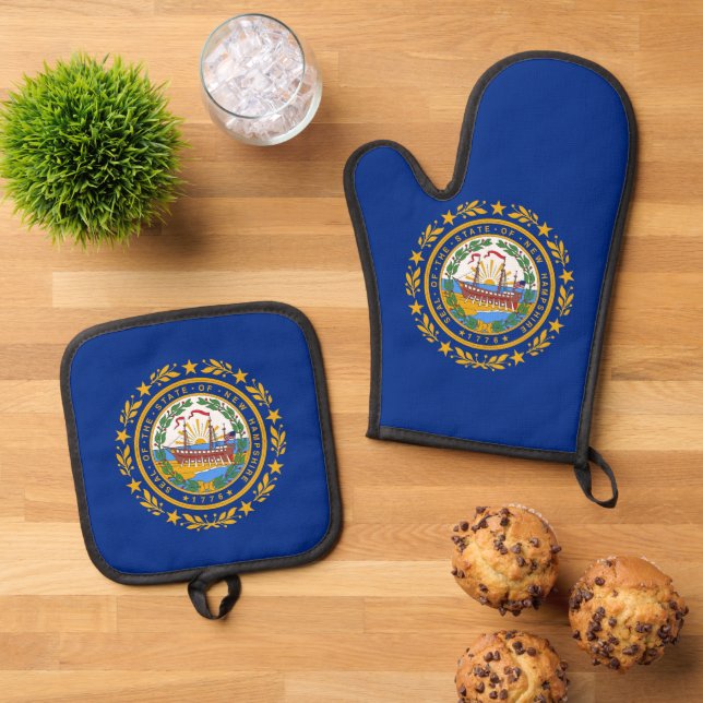 Oven Mitt, Pot Holders mit der Flagge New Hampshir Ofenhandschuh & Topflappen-Set (Oben Unten)