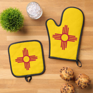 Oven Mitt, Pot Holders mit der Flagge New Mexico, Ofenhandschuh & Topflappen-Set