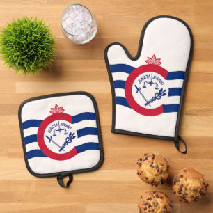 Oven Mitt, Pot Holders mit der Flagge von Cincinna Ofenhandschuh & Topflappen-Set