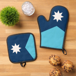 Oven Mitt, Pot Holders mit der Flagge von Minnesot Ofenhandschuh & Topflappen-Set