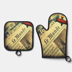 Oven Mitt & Pot Holders Paris Frankreich Ofenhandschuh & Topflappen-Set