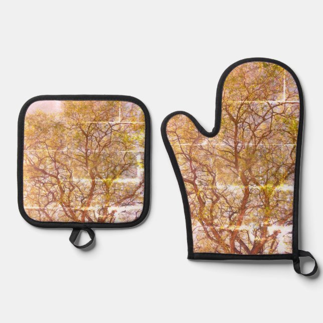Oven Mitt und Pot Holder COOLE ÖKO STILE Ofenhandschuh & Topflappen-Set (Vorderseite)