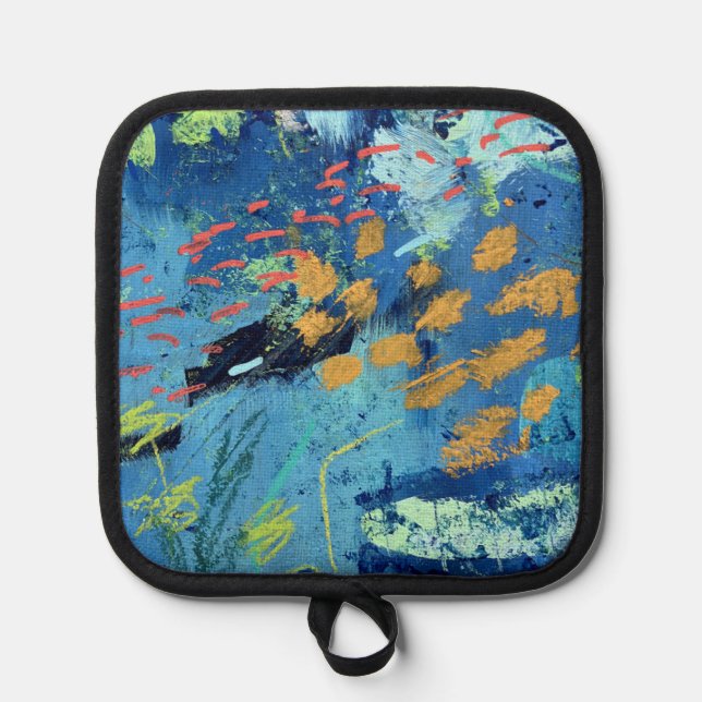 Oven Mitt und Pot Holder in Blackfish Design Topflappen (Vorderseite)