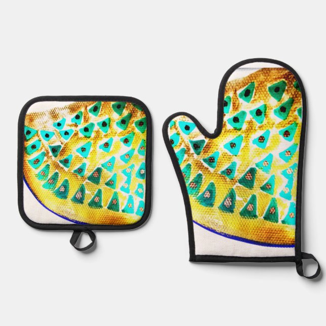 Oven Mitt und Pot Holder Ofenhandschuh & Topflappen-Set (Vorderseite)