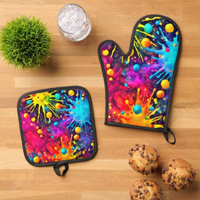 Oven Mitt und Pot Holder Ofenhandschuh & Topflappen-Set (Oben Unten)