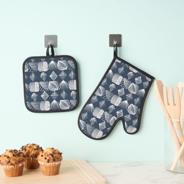 Oven Mitt und Pot Holder Ofenhandschuh & Topflappen-Set (Insitu (Hängend))