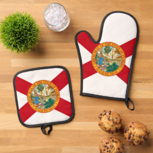 Oven Mitt und Pot Holders mit der Flagge Floridas, Ofenhandschuh & Topflappen-Set