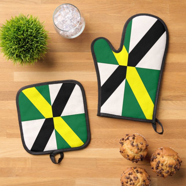 Oven Mitt und Pot Holders mit der Flagge Monterey Ofenhandschuh & Topflappen-Set (Oben Unten)