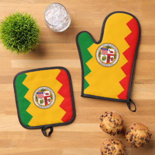 Oven Mitt und Pot Holders mit der Flagge von Los A Ofenhandschuh & Topflappen-Set