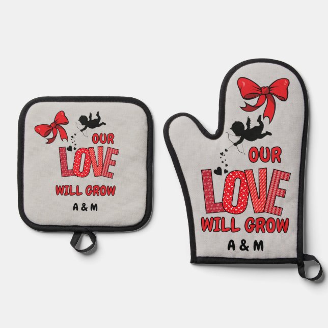 Oven Mitt und Pot Holders O Ofenhandschuh & Topflappen-Set (Vorderseite)