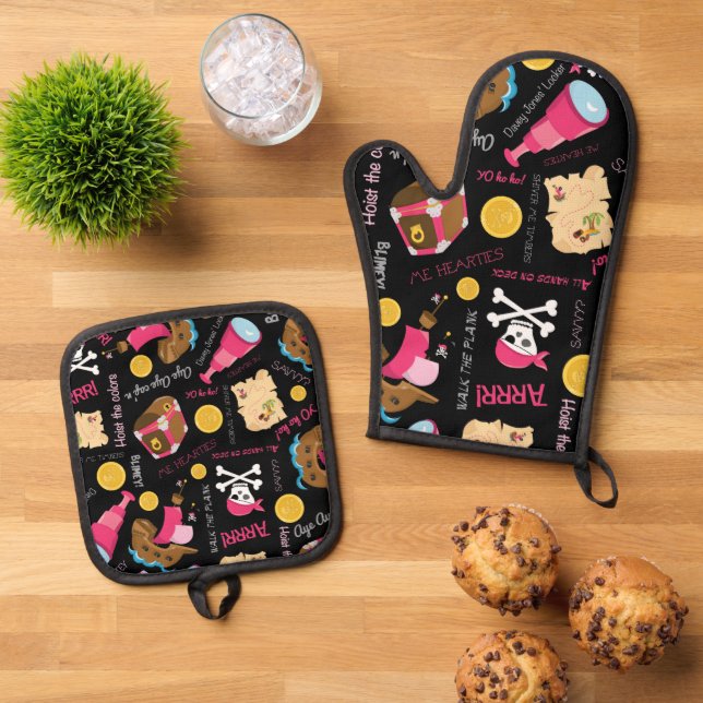 Oven Mitt und Pot Holders Oven Mitt & Pot Holder S Ofenhandschuh & Topflappen-Set (Oben Unten)
