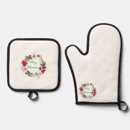 Oven Mitts & Pot Holders Frohe Weihnachten Ofenhandschuh & Topflappen-Set