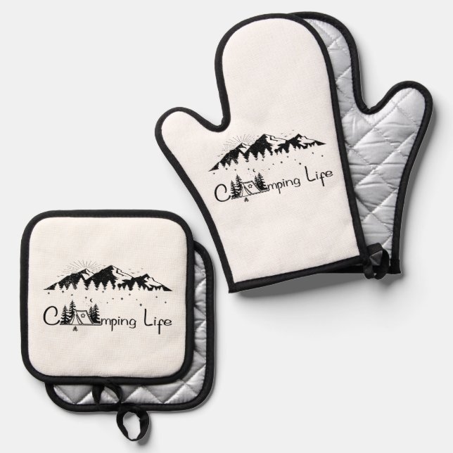 Oven Mitts & Pot Holders Set (Vorderseite/Rückseite)