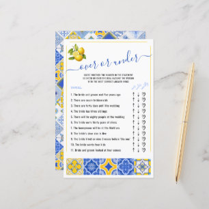 Over oder Under Blue Tiles Lemon Brautparty Game