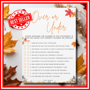 OVER ODER UNTER Baby Shower Spiel ein wenig Pumpki Einladung