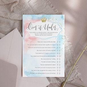 "Over or under" Gender Reveal Watercolor Gold Game