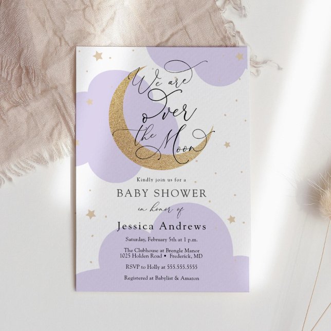 Over the Gold Moon Purple Baby Shower invitation Einladung (Von Creator hochgeladen)