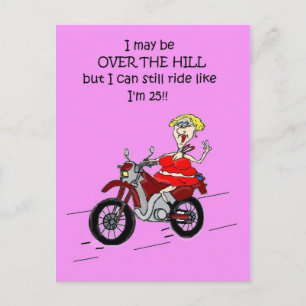 OVER THE HILL HOT MAMA BIKER POST CARD POSTKARTE