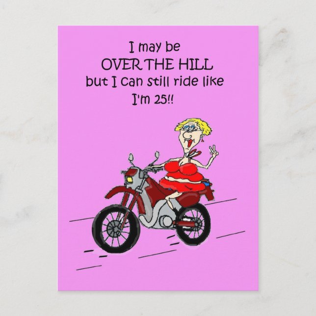 OVER THE HILL HOT MAMA BIKER POST CARD POSTKARTE (Vorderseite)