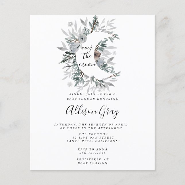 Over the Moon Baby Shower Budget Flyer (Vorne)