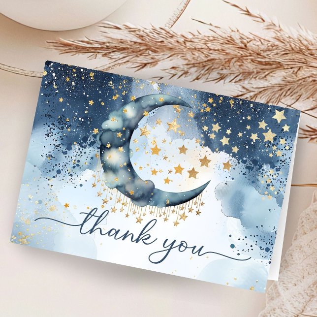 Over The Moon Baby Shower Folded Thank You Card Dankeskarte (Von Creator hochgeladen)