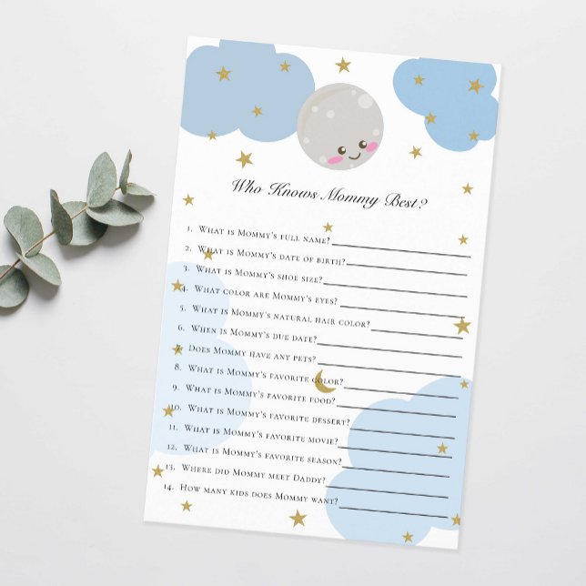 Over the Moon Baby Shower Game Who Knows Mommy Flyer (Von Creator hochgeladen)