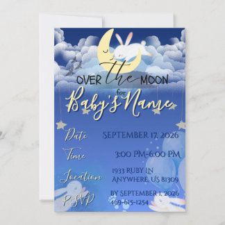 Over the Moon Baby Shower Invitation Announcement Einladung