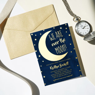 Over The Moon Babyparty Echt Folieneinladung