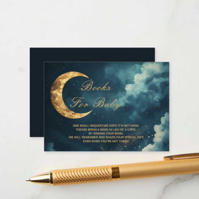 Over the Moon Books for Baby Request Card Begleitkarte (Vorderseite/Rückseite Beispiel)