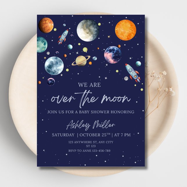 Over The Moon Boy Baby Shower Invite, Outer Space Folieneinladung (Von Creator hochgeladen)