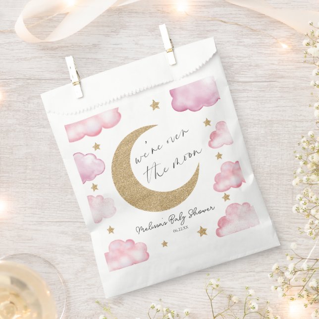 Over The Moon Celestial Pink Clouds Baby Shower Geschenktütchen (Ausgeschnitten)