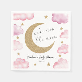 Over The Moon Celestial Pink Clouds Baby Shower Serviette