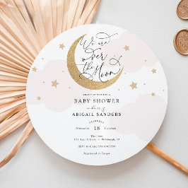 Over the Moon Pink Baby Shower Invitation Einladung