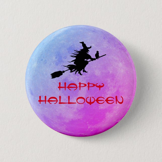 Over the Moon Witch Pin Button (Vorderseite)