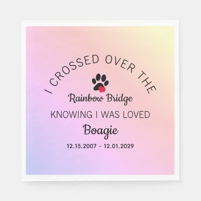 Over The Rainbow Bridge Custom Pet Memorial Serviette (Vorderseite)