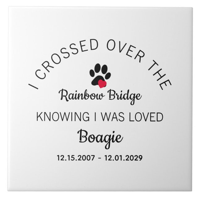 Over The Rainbow Bridge Custom White Pet Memorial Fliese (Vorderseite)