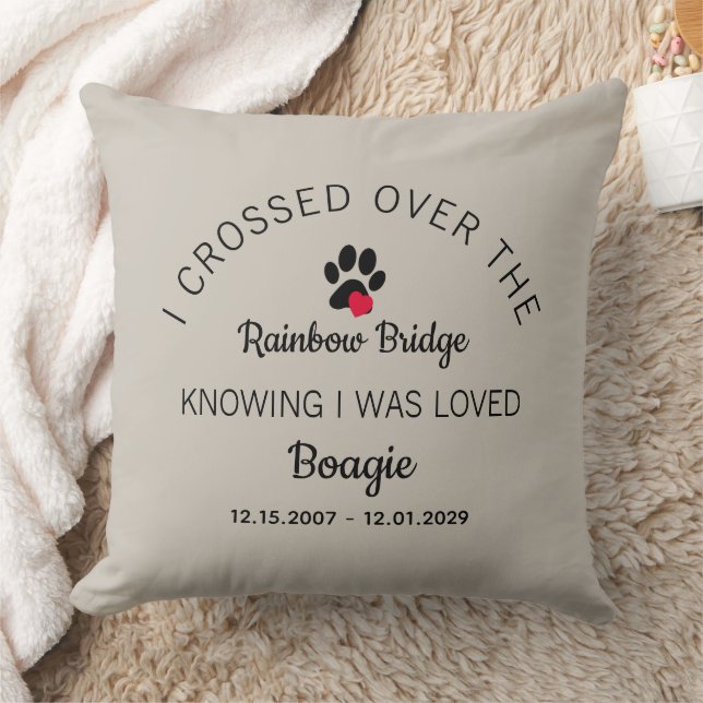 Over The Rainbow Bridge Photo Pet Memorial Beige Kissen (Decke)