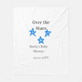 Over the Stars blue gray baby shower name date ele Fleecedecke