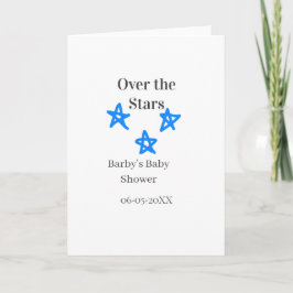 Over the Stars blue gray baby shower name date ele Karte