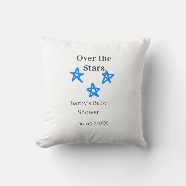 Over the Stars blue gray baby shower name date ele Kissen (Vorderseite)