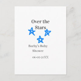 Over the Stars blue gray baby shower name date ele Postkarte