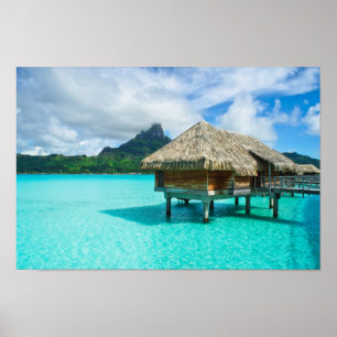 Over-water bungalow, Bora Bora poster print