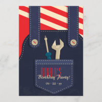 Overalls und Tools zum Geburtstag Einladung